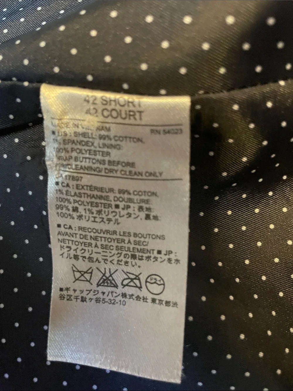 Banana Republic Tailored Slim Fit Dark Navy Two-Button Sport Coat Vietnam